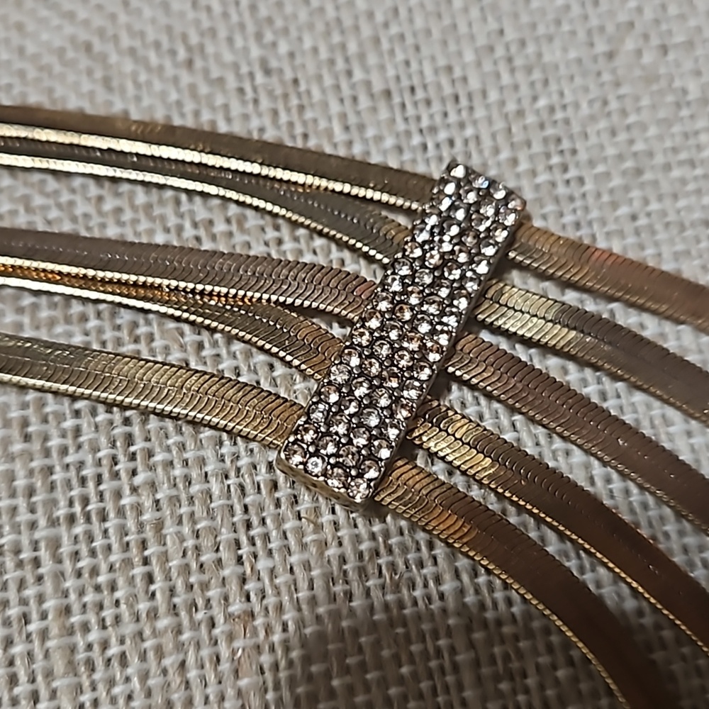 Vintage Chico's goldtone necklace with rhinestones - Picture 2 of 7
